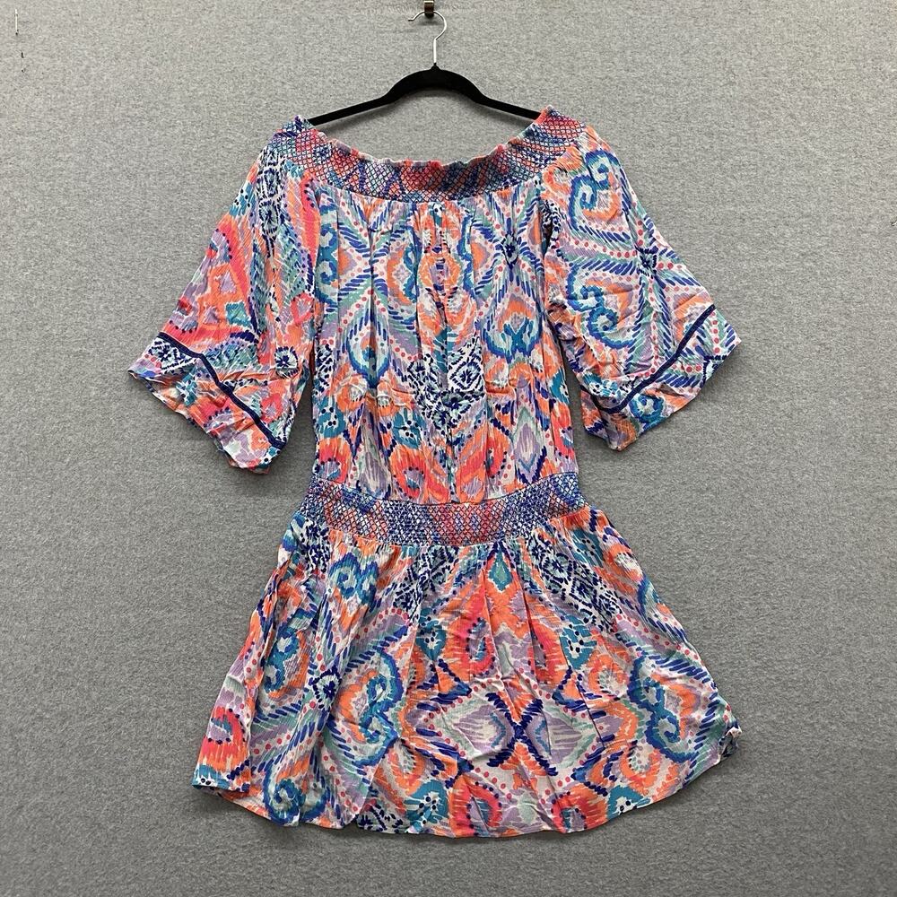 Lilly Pulitzer Womens Small Off Shoulder Dress Boho Paisley Smocked Beach S